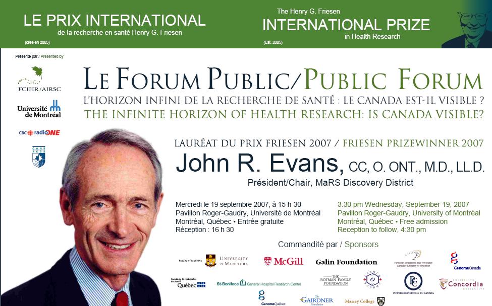 2007 Friesen Prize - Public Forum - John Evans