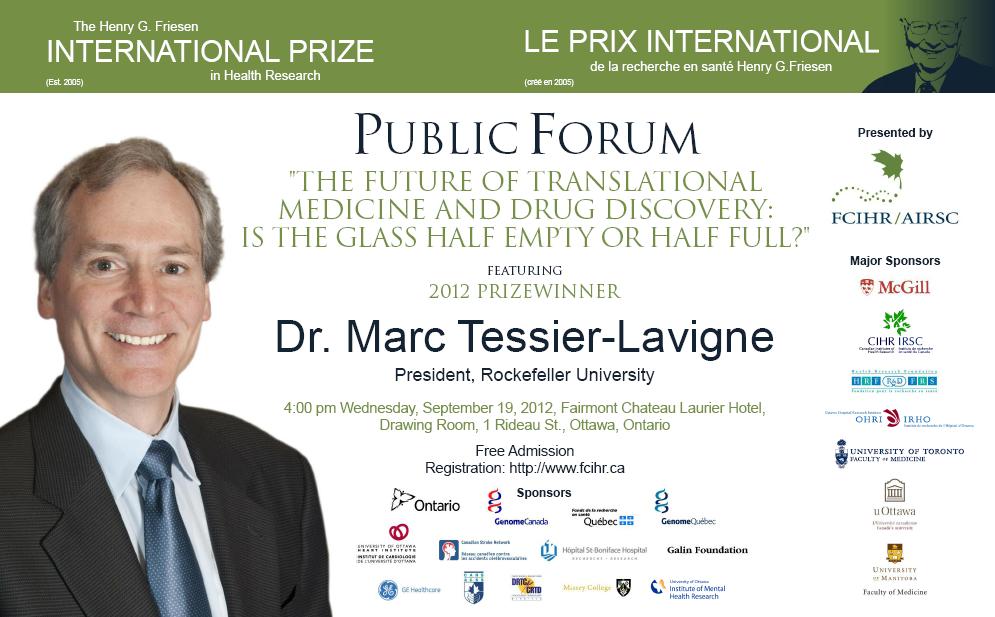 2012 Friesen Prize - Public Forum - Eng - Poster - September 19, 2012