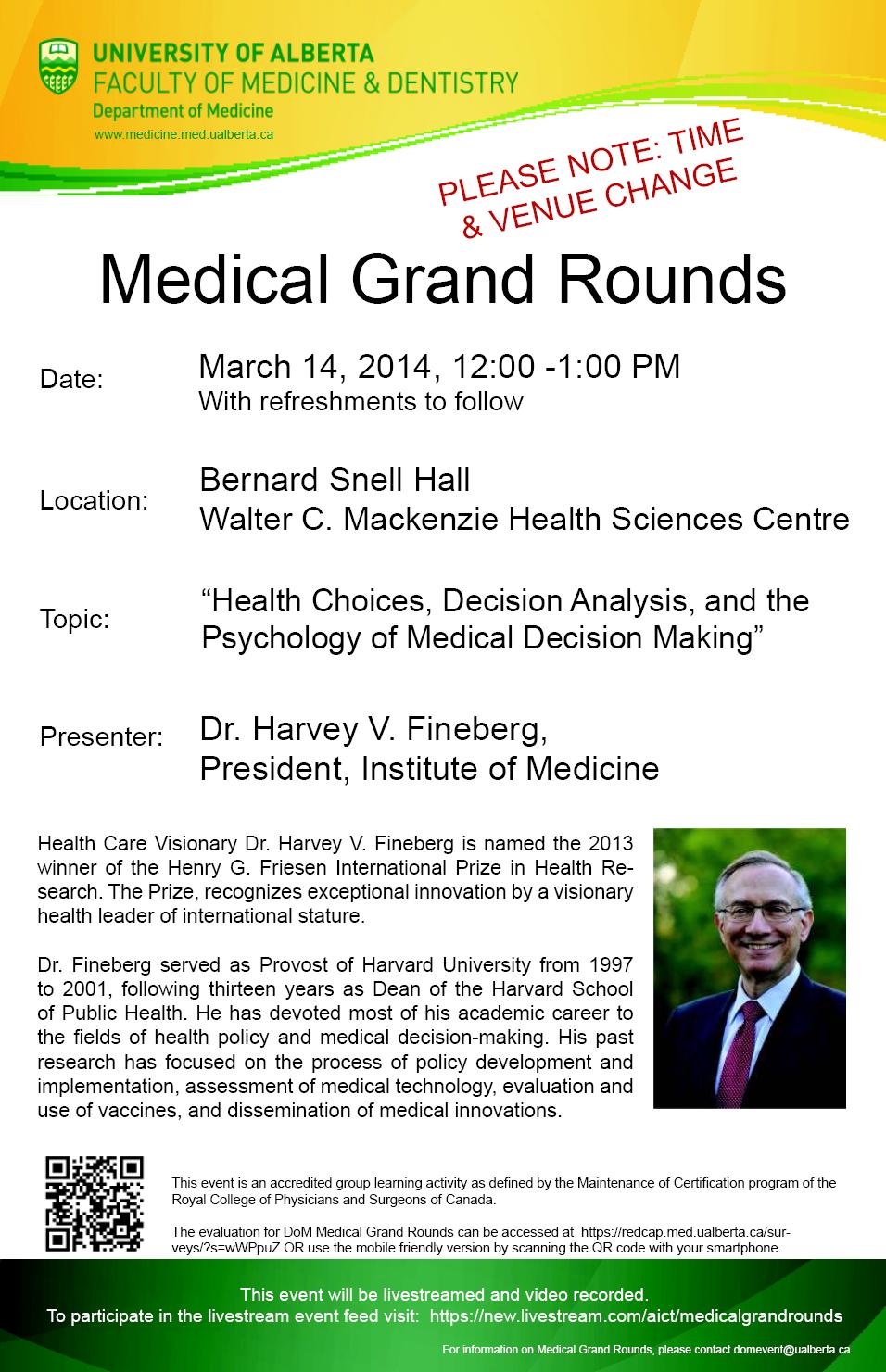 U Alberta Medical Grand Rounds - Fineberg - March 14, 2014