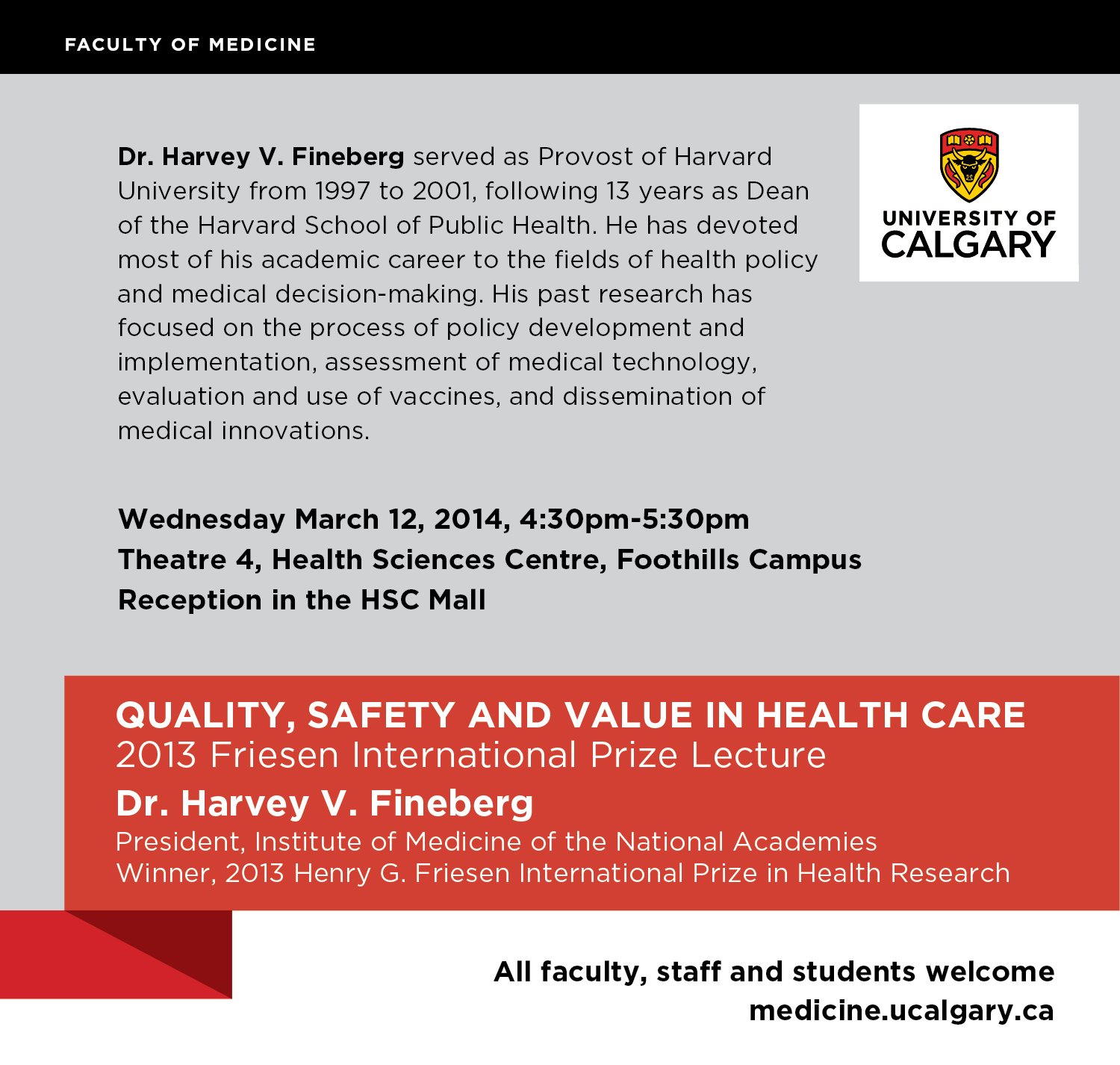 U Calgary - Institutional visit - Fineberg - March 11-12, 2014