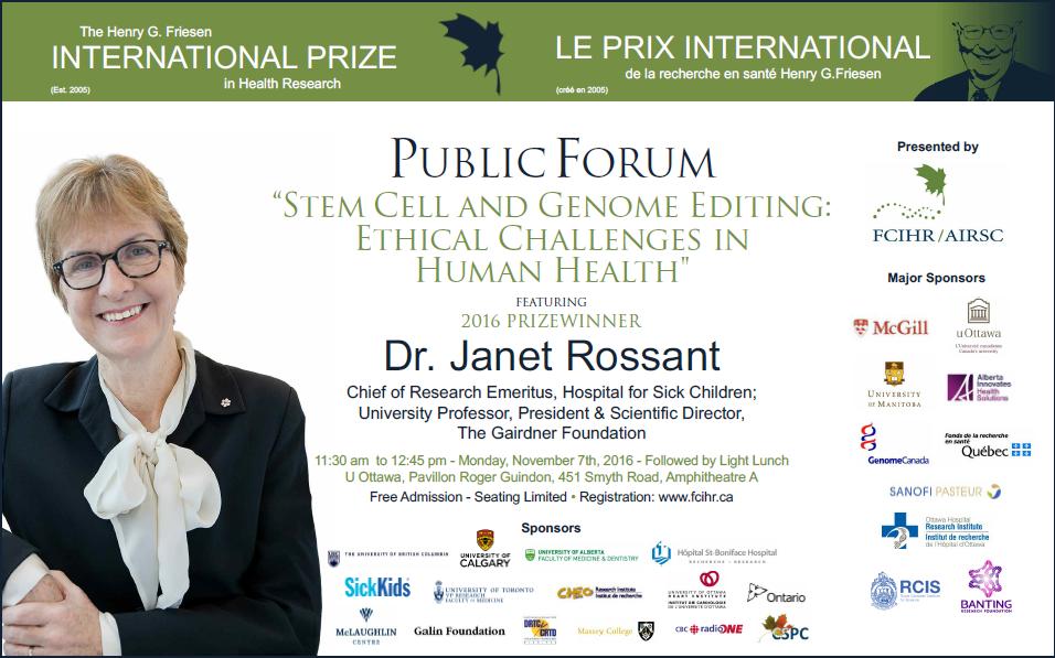 POSTER - 2016 Friesen Prize Public Forum Lecture - Dr. Janet Rossant