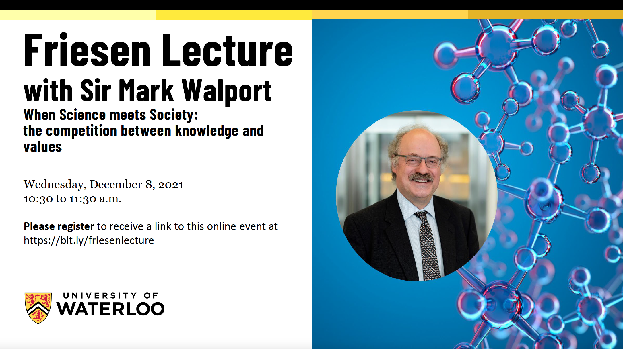 U Waterloo visit - Sir Mark Walport, 2020 Friesen Prizewinner