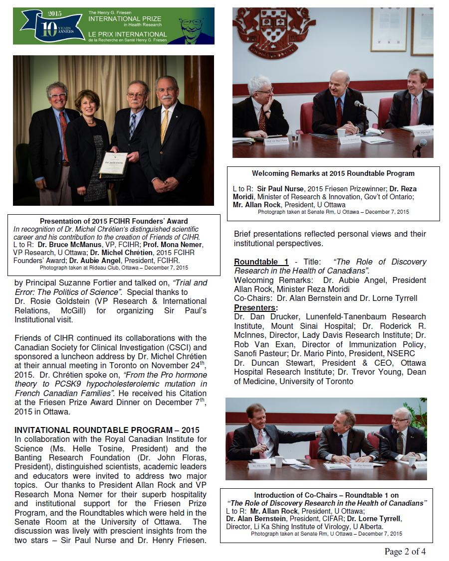 Page 2 - JPEG - 2015 Spotlight Newsletter - FCIHR - BMc - As of January 14, 2016