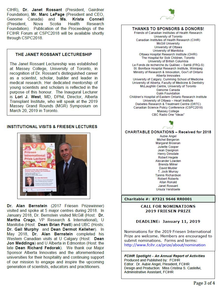 Page 3 - 2018 Spotlight Newsletter of FCIHR_As of December 4, 2018