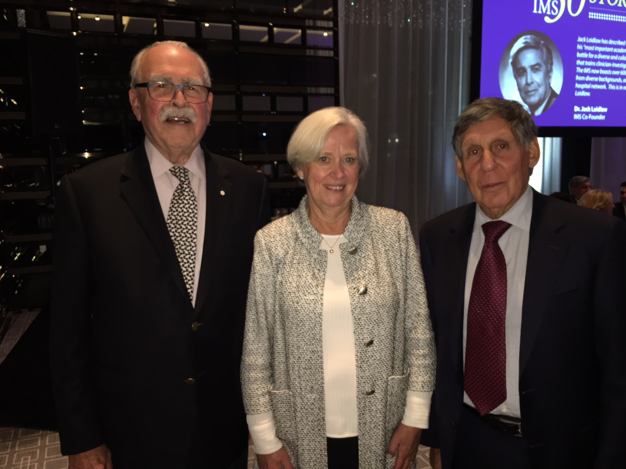 Photo - Left to Right: Dr. Aubie Angel, Dr. Shirley M. Tilghman, Dr. Mel Silverman - IMS50 at U of T - October 3, 2018