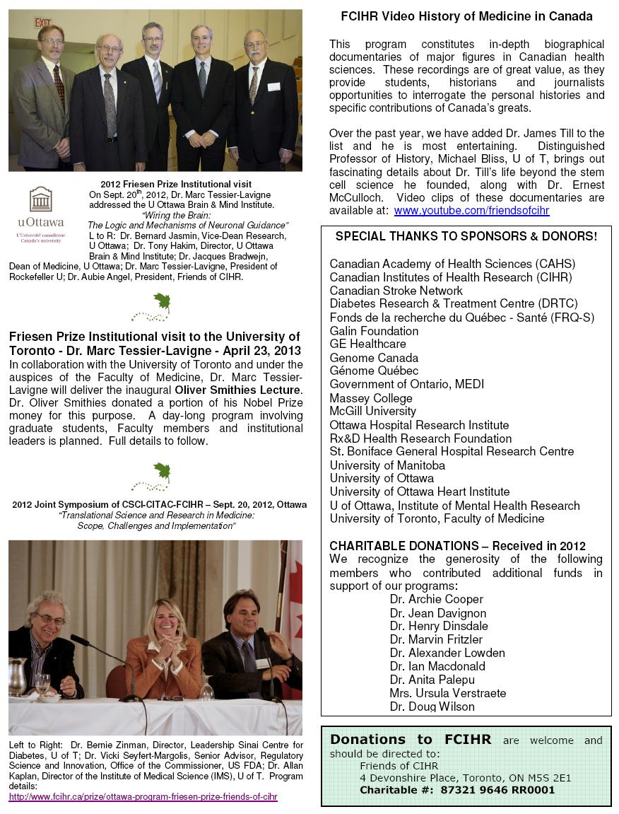 Page 3 - 2012 FCIHR Newsletter