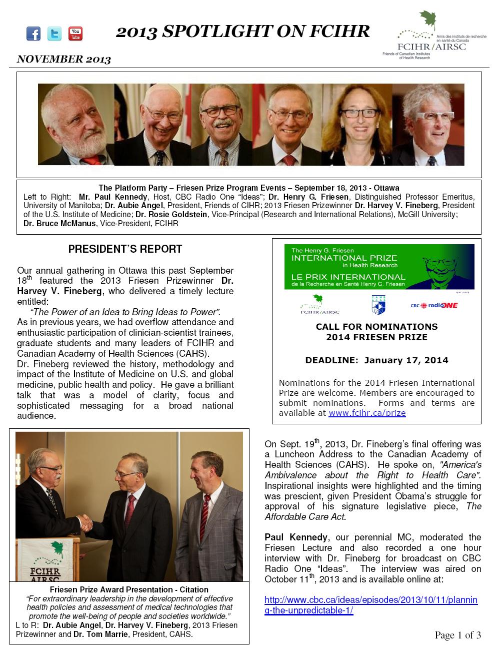 2013 FCIHR Newsletter