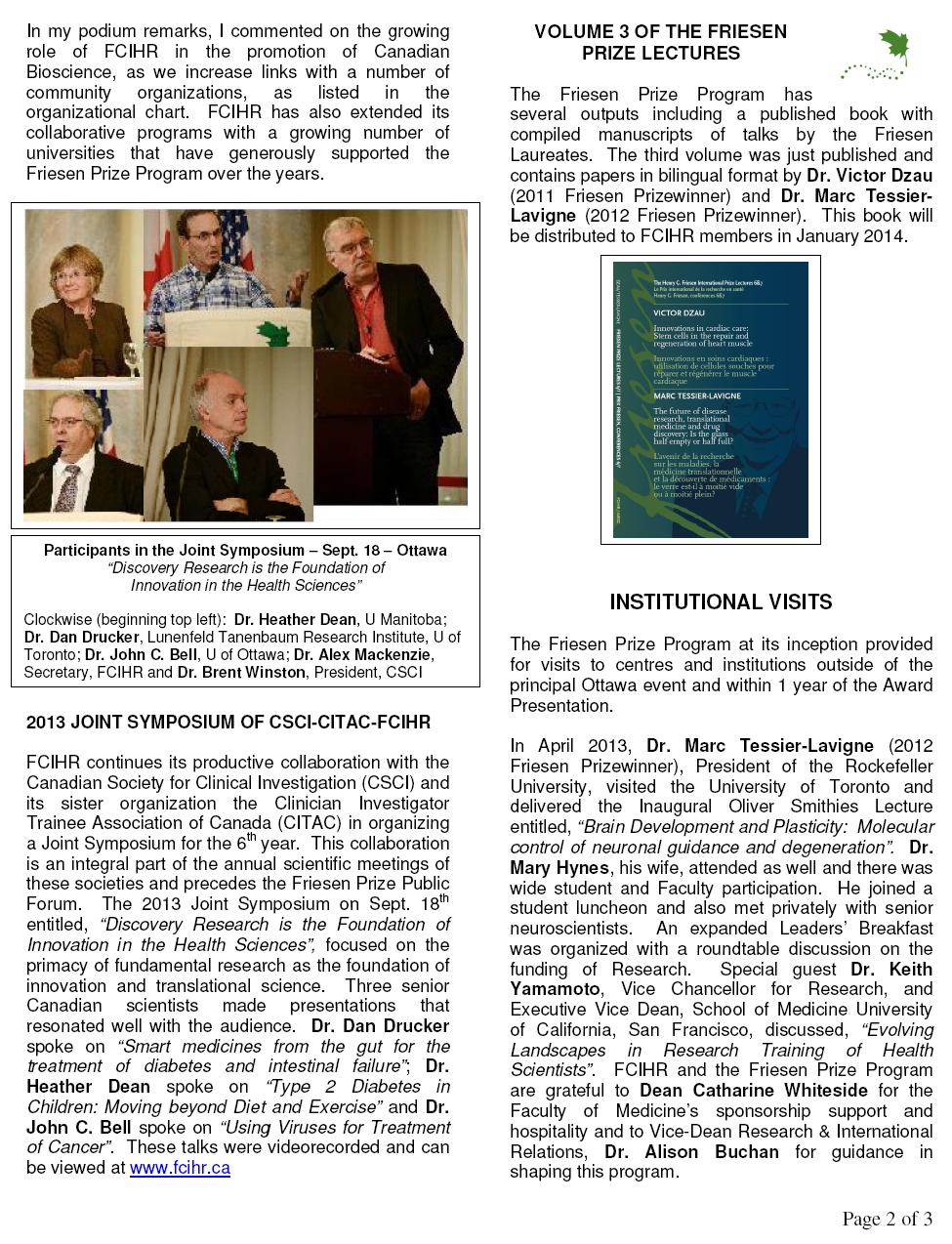 2013 FCIHR Newsletter
