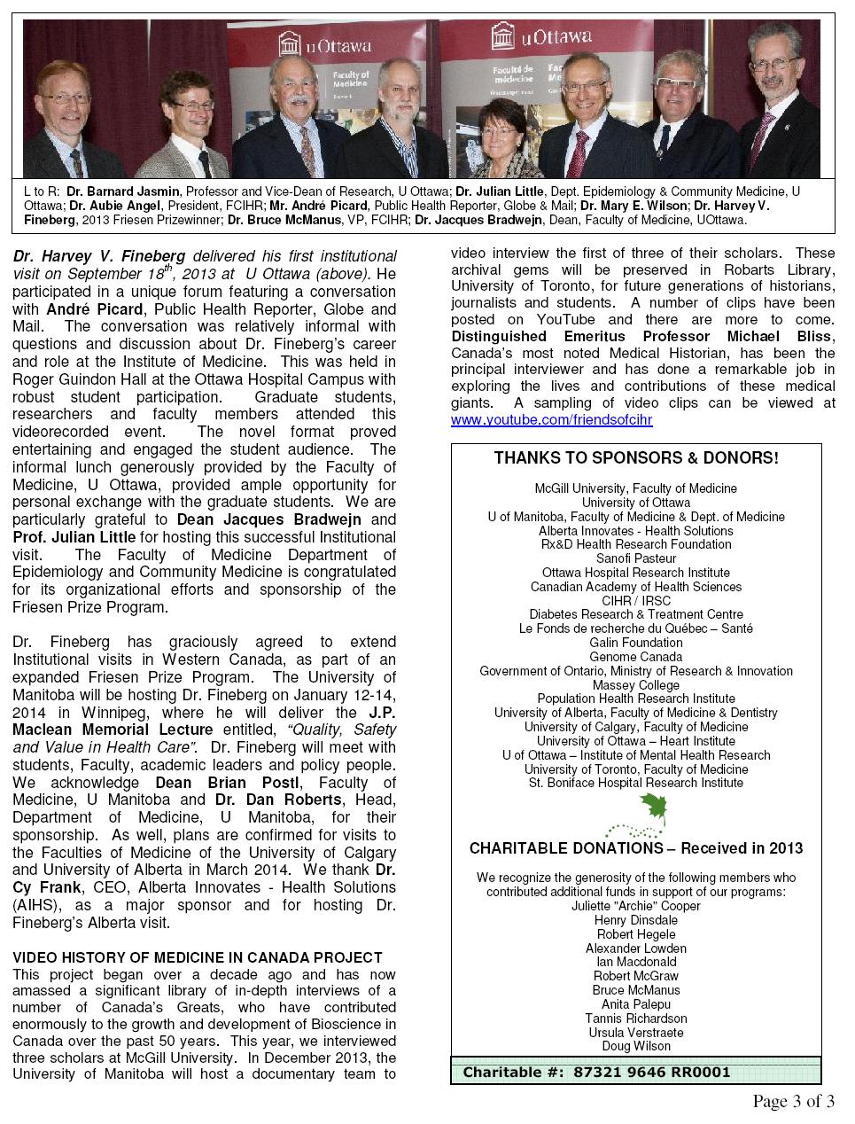 2013 FCIHR Newsletter