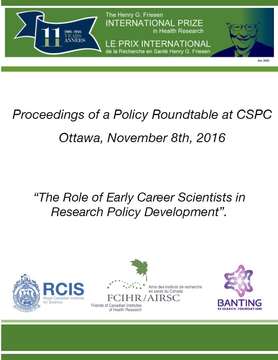 Proceedings - 2016 Ottawa Roundtable - FCIHR