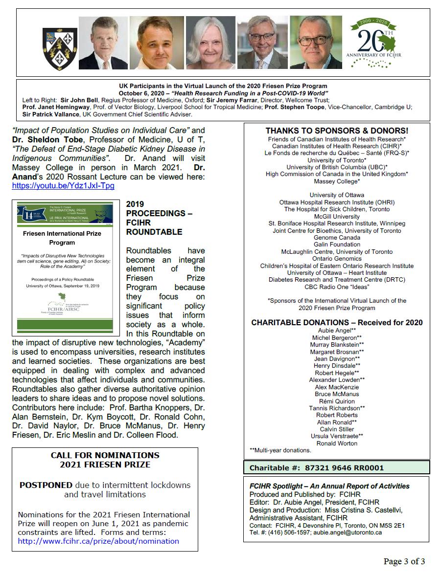 Page 3 - 2020 Spotlight Newsletter of FCIHR