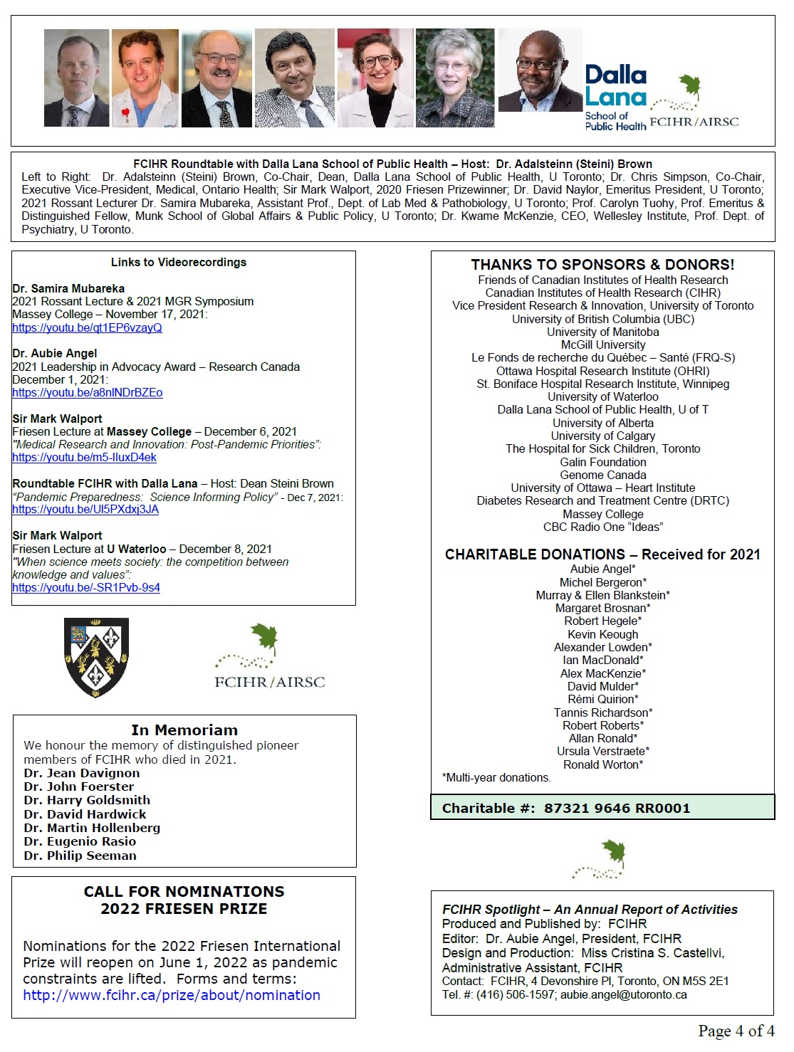2021 Spotlight Newsletter of FCIHR