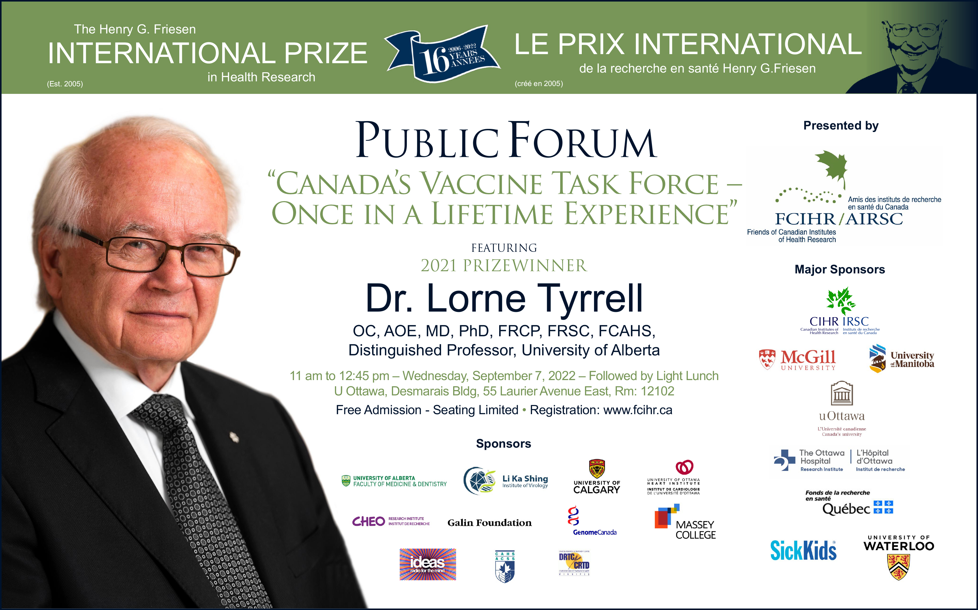 Poster - Dr. Lorne Tyrrell - Friesen Lecture at U Ottawa