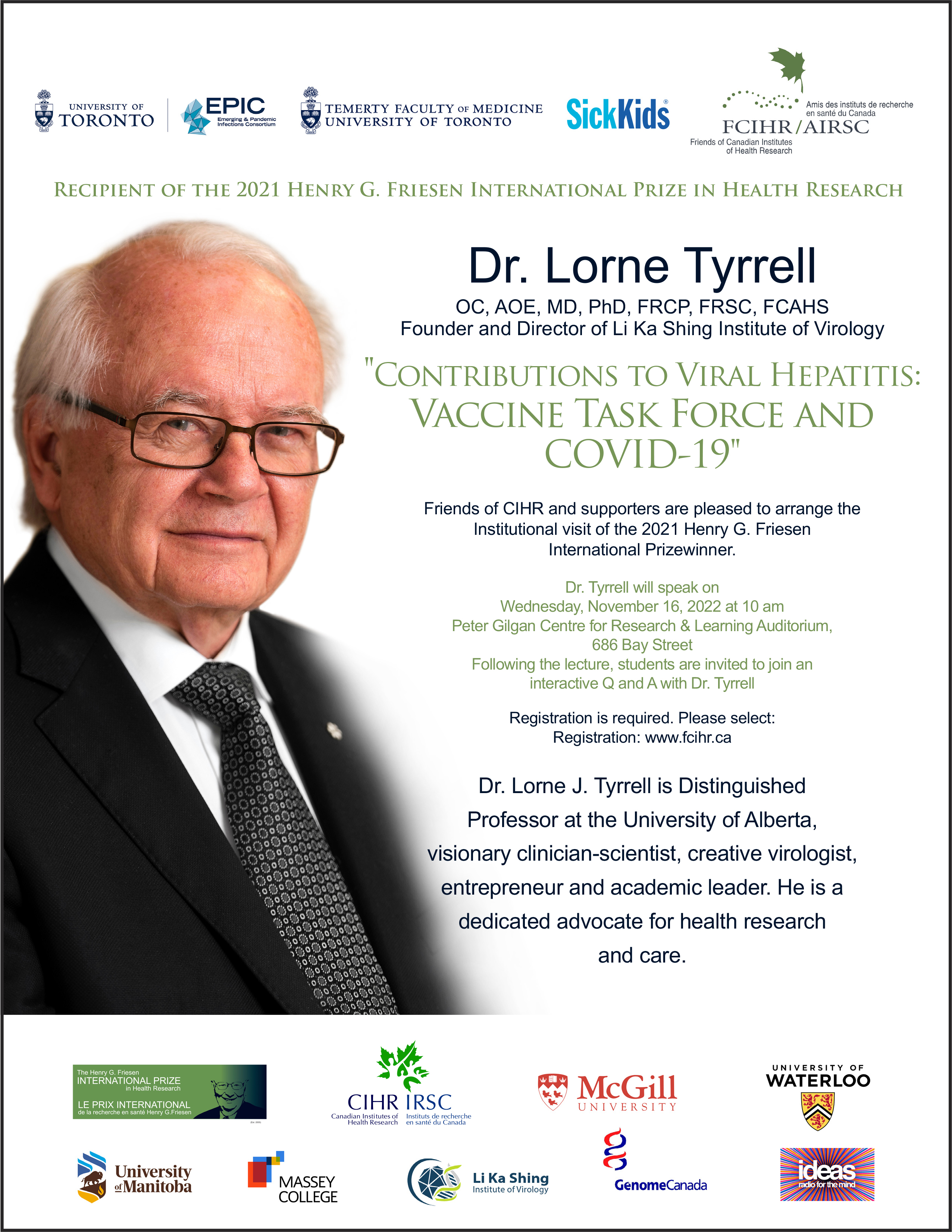 Poster - 2022 U of T Friesen Lecture at Sick Kids PGCRL Auditorium