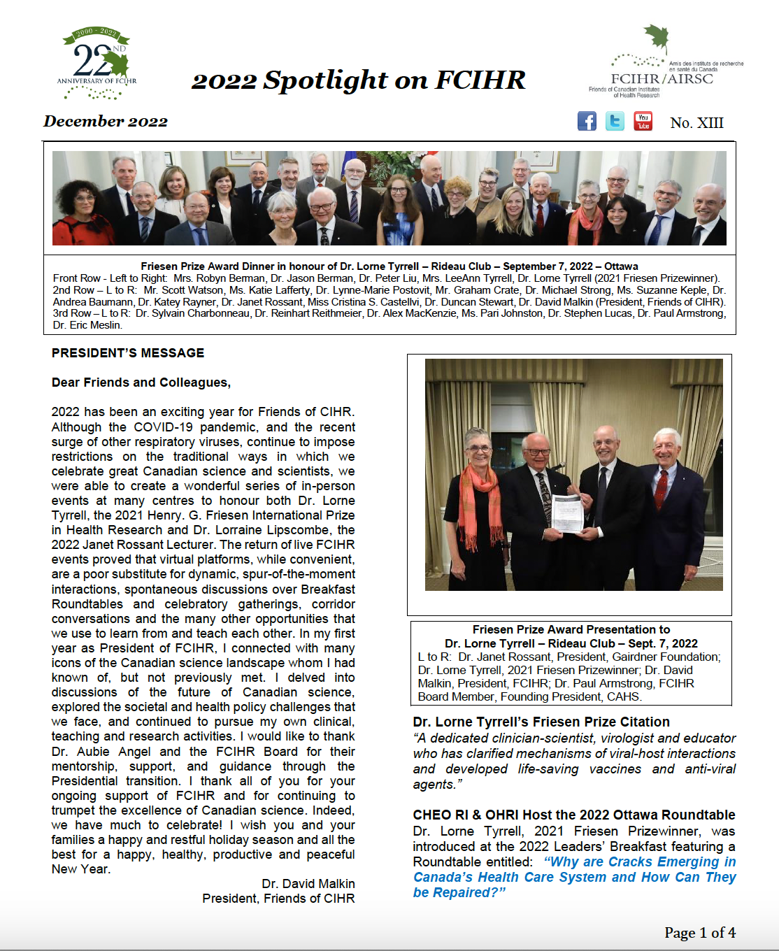2022 Spotlight Newsletter of FCIHR