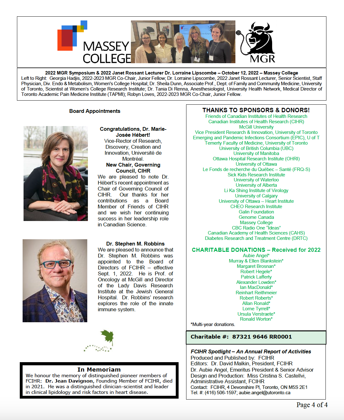 2022 Spotlight Newsletter of FCIHR